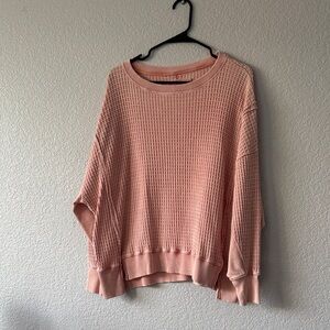 American Eagle Outfitters Oversized Pink Waffle Sweater